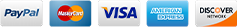 Métodos de pago: PayPal, Mastercard, Visa, American Express y Discover